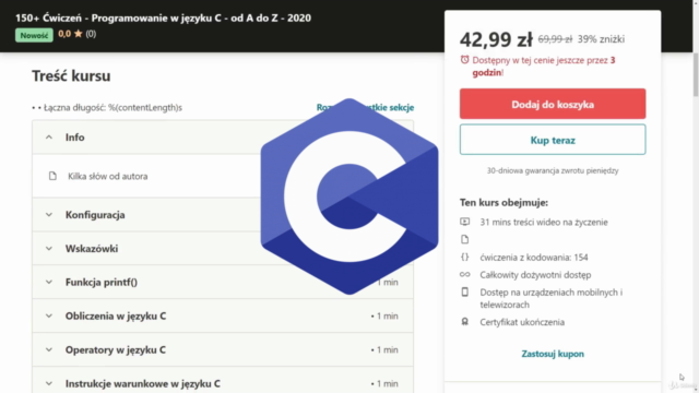 150+ Ćwiczeń - Programowanie w języku C - od A do Z – Screenshot 1
