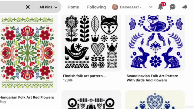 Simple Fast Folk Art Inspired Half Drop Toss Pattern – Screenshot 1
