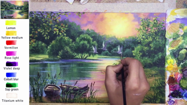 Acrylic lesson - Swan Lake - Landscape – Screenshot 4