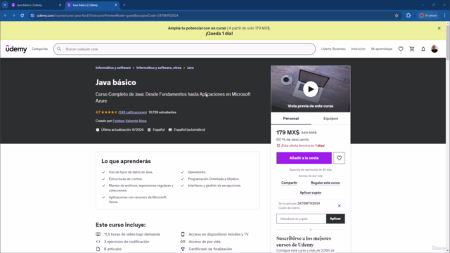 Curso Java: Fundamentos a Avanzado con Azure – Screenshot 1