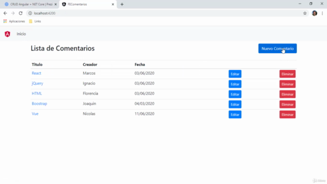 CRUD Angular + NET Core + Entity Framework Core + MySql – Screenshot 3