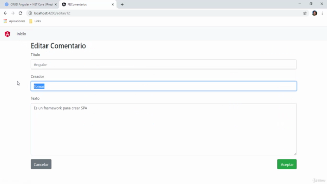 CRUD Angular + NET Core + Entity Framework Core + MySql – Screenshot 4