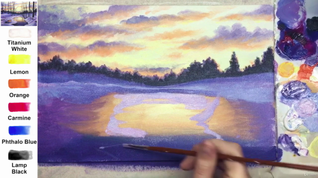 Acrylic lesson - Winter evening - Landscape – Screenshot 2
