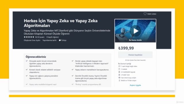 Herkes İçin Yapay Zeka ve Yapay Zeka Algoritmaları – Screenshot 4