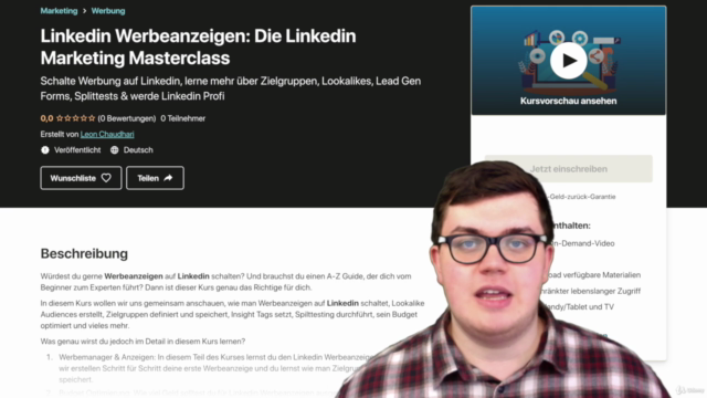 Linkedin Werbeanzeigen: Die Linkedin Marketing Masterclass – Screenshot 1