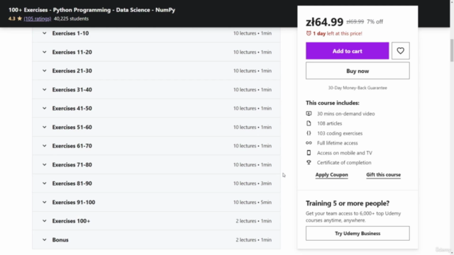 Python Data Science with NumPy: Over 100 Exercises – Screenshot 1
