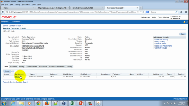 R12i Oracle Service Contracts Fundamentals – Screenshot 4