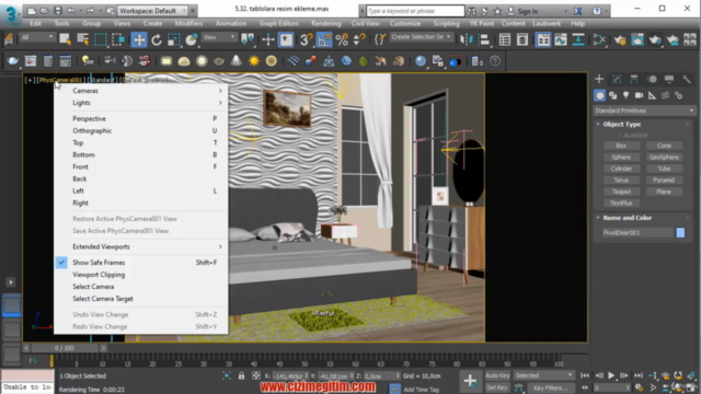 3ds Max ve Vray ile Yatak Odası Modelleme Render – Screenshot 4