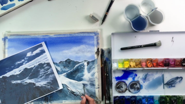 Paint snowy mountains with watercolour: easy, full guidance – Screenshot 3