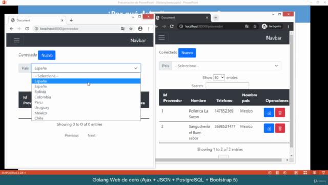 Golang Web de cero (Ajax + JSON + PostgreSQL + Web Sockets ) – Screenshot 2