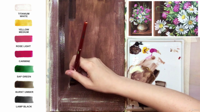 Acrylic lesson - Clover & Chamomile - Flower bouquet – Screenshot 1
