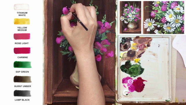 Acrylic lesson - Clover & Chamomile - Flower bouquet – Screenshot 3