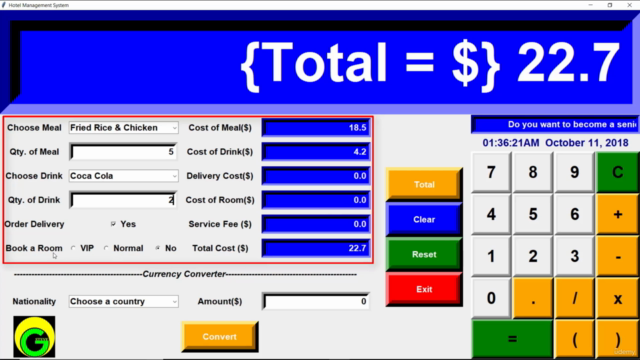 Build Hotel Management Billing System with Python3 & Tkinter – Screenshot 1