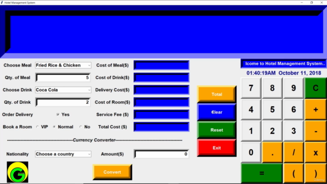 Build Hotel Management Billing System with Python3 & Tkinter – Screenshot 2