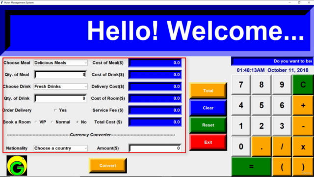 Build Hotel Management Billing System with Python3 & Tkinter – Screenshot 4