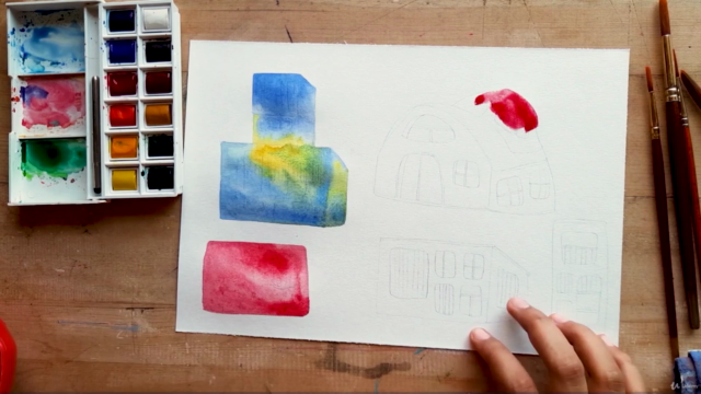 Learn to paint tiny houses using watercolor and gouache – Screenshot 3