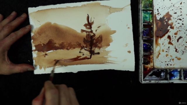 Simple Watercolor Landscapes; Paint Loose Monochrome Art – Screenshot 1