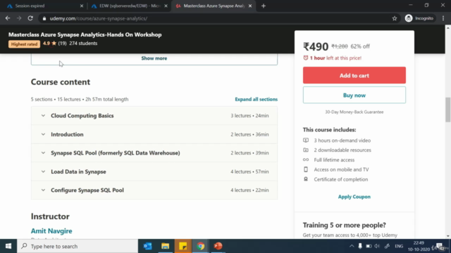 Data Warehousing with Azure Synapse Analytics : Hands on Lab – Screenshot 2