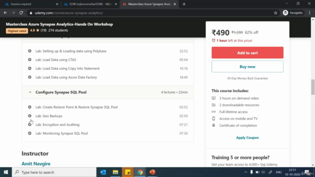 Data Warehousing with Azure Synapse Analytics : Hands on Lab – Screenshot 4