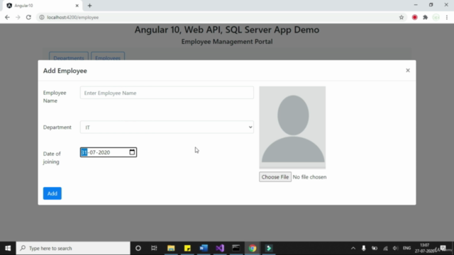 Full-Stack Web Development using Angular 10, Web API & SQL – Screenshot 4