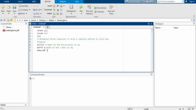 Matlab Basics for Mechanical engineers – Screenshot 1