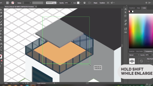 3D House Illustration with Adobe Illustrator for beginner – Screenshot 4