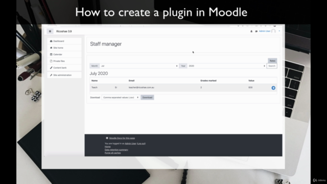 How to create a plugin for Moodle using PHP – Screenshot 1