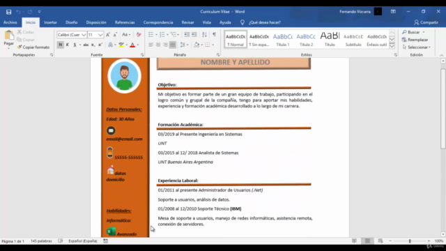 Microsoft Word Confeccionar mi Propio Curriculum – Screenshot 4