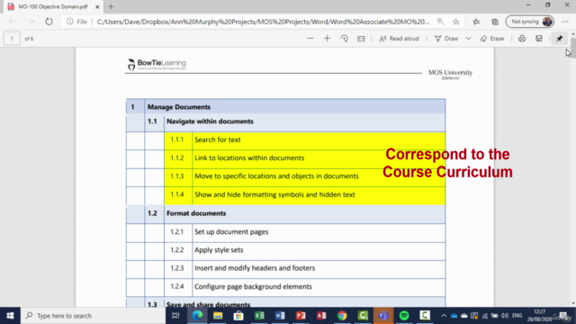 MO-100 Word (Office 2019) Associate Exam Preparation – Screenshot 3