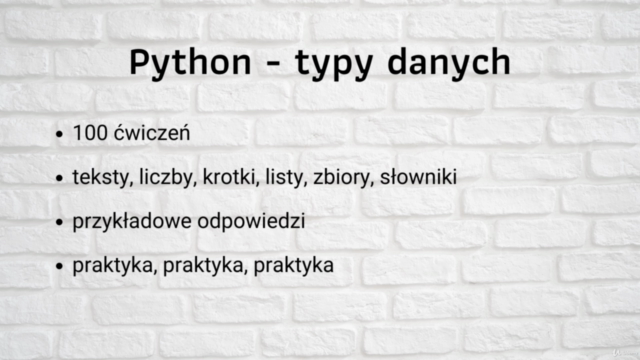 Python | 100 praktycznych ćwiczeń | Typy danych – Screenshot 1