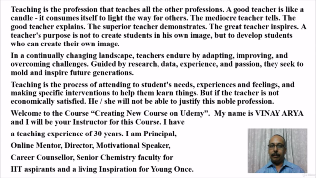 Creating New Course online – Screenshot 1