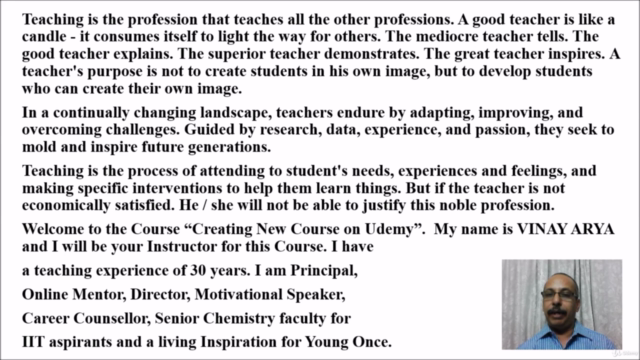 Creating New Course online – Screenshot 2