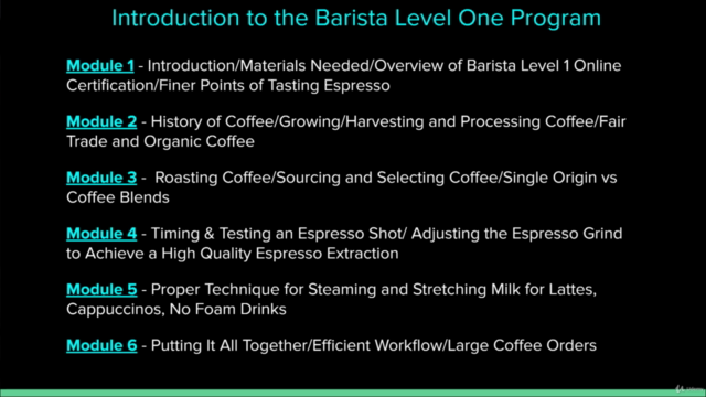 Professional Barista Level 1 Cert. Program - Espresso Coffee – Screenshot 2