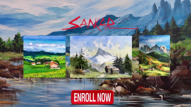 Switzerland Landscape Painting LIVE Tutorial with Big Canvas – Screenshot 3