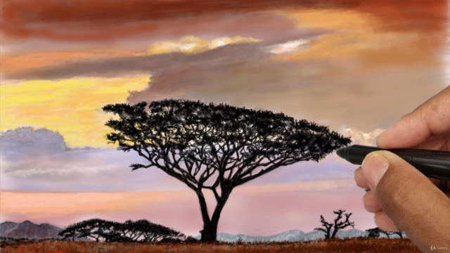 Draw a sunset using the Paintology drawing app – Screenshot 1