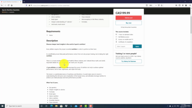 Sports Nutrition Essentials Certificate – Screenshot 1