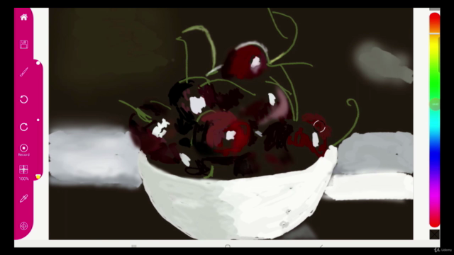 Draw a bowl of cherries with the Paintology drawing app – Screenshot 1
