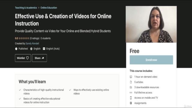 Effective Use & Creation of Videos for Online Instruction – Screenshot 1