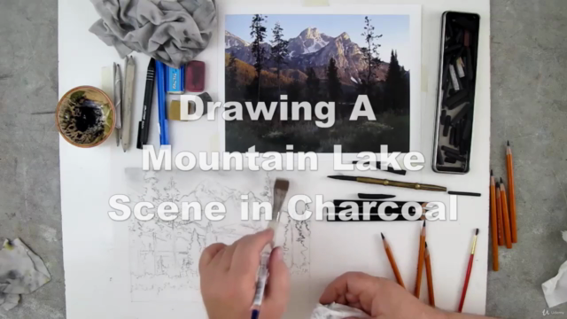 How to Draw A Mountain Lake Scene in Charcoal - Screenshot_01