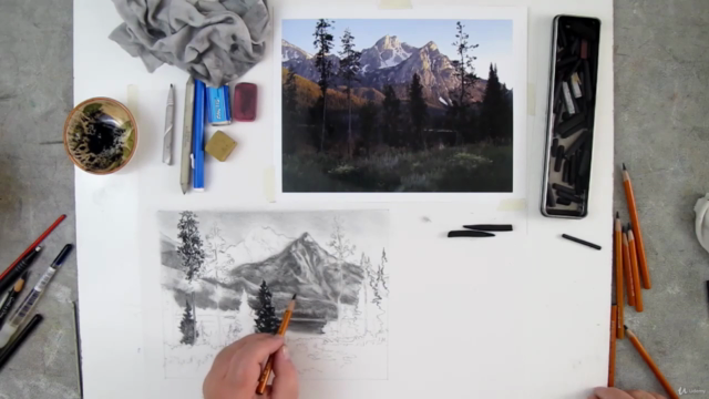 How to Draw A Mountain Lake Scene in Charcoal - Screenshot_03