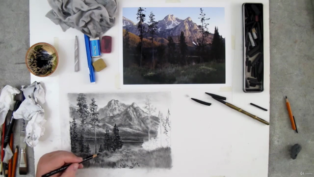 How to Draw A Mountain Lake Scene in Charcoal - Screenshot_04