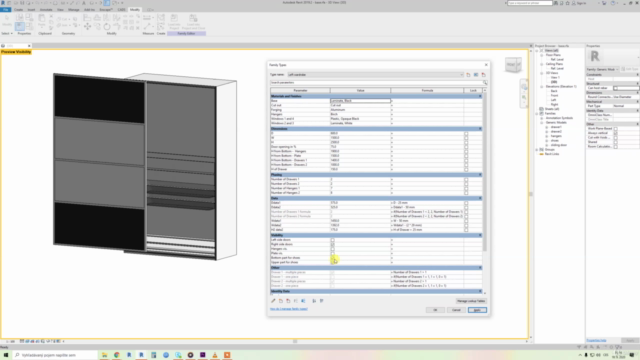Create full parametric wardrobe in Revit Family from scratch – Screenshot 2