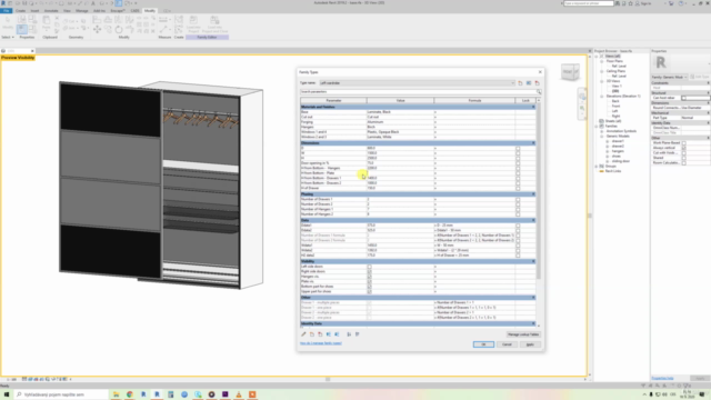 Create full parametric wardrobe in Revit Family from scratch – Screenshot 3
