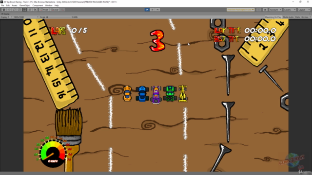 Learn to create a 2D Racing car game for FREE PART 3. – Screenshot 3