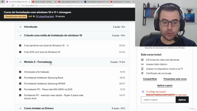 Curso de formatação profissional de notebooks e PC's – Screenshot 1