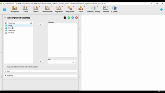 Estatística com JASP & Excel: Correlação e Regressão – Screenshot 2