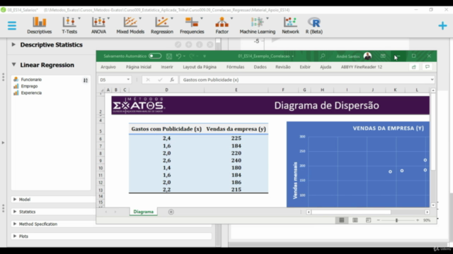 Estatística com JASP & Excel: Correlação e Regressão – Screenshot 4