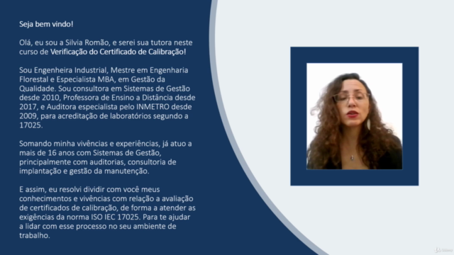 Curso de Verificação do Certificado de Calibração – Screenshot 1