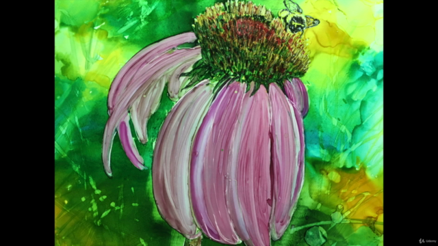 Alcohol Ink Realistic Techniques Paint a Echinacea Flower - Screenshot_04