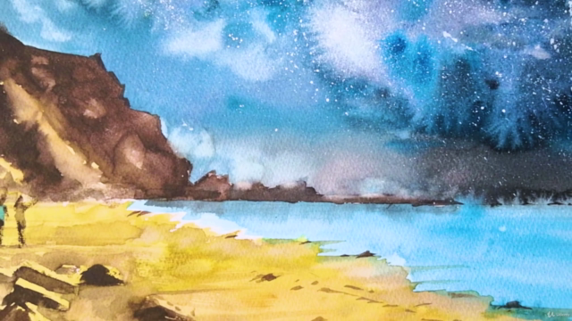 Mastering Atmospheric Night Landscapes in Watercolor – Screenshot 1